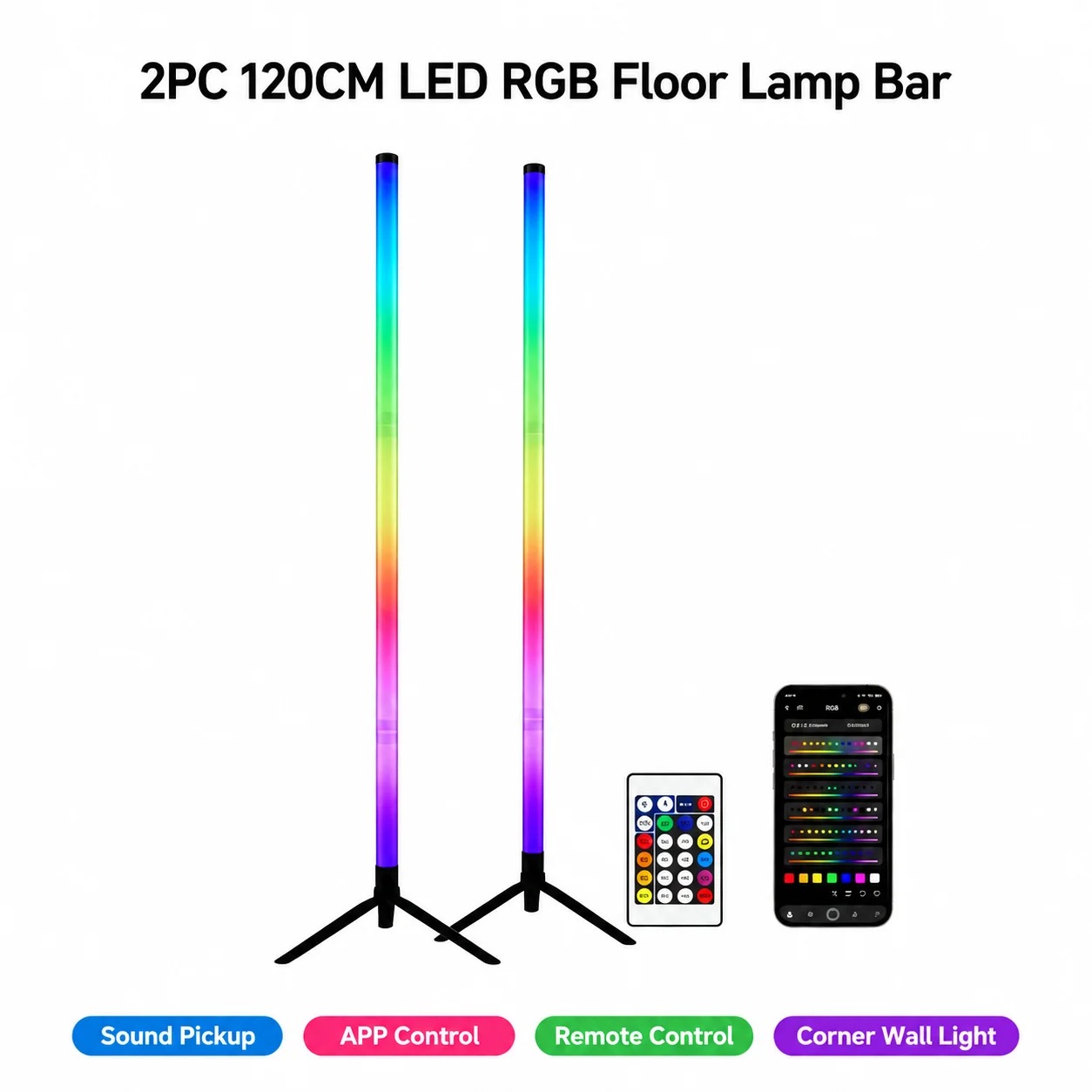 2PCS 120CM RGB Floor Lamp, Sou - Esports In Gaming recension och pris