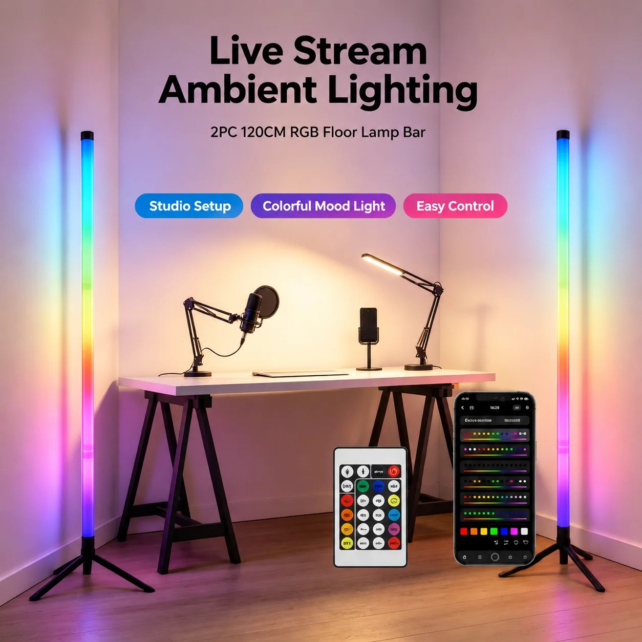 2PCS 120CM RGB Floor Lamp, Sou - Esports In Gaming recension och pris